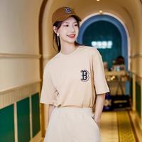 MLB 男女情侣学院风印花T恤时尚休闲宽松短袖23夏季TSV05