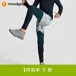 moodytiger 一体织套装儿童运动套装23年冬季男童排汗保暖紧身裤 炭黑色 130cm