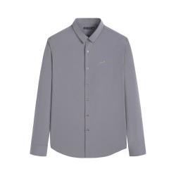 限尺码peacebird太平鸟男式灰色刺绣衬衫b1cac1x2987