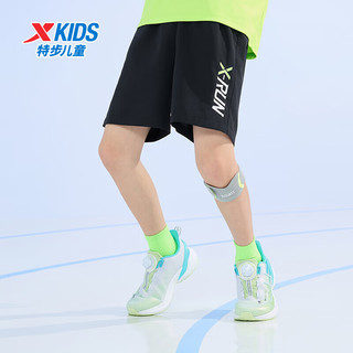 特步（XTEP）儿童女童中大童舒适透气运动防晒梭织运动短裤 纯正黑 120cm