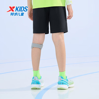 特步（XTEP）儿童女童中大童舒适透气运动防晒梭织运动短裤 纯正黑 120cm