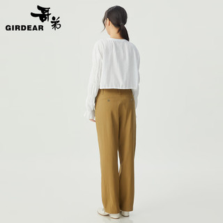 哥弟【GD】竹节袖设计感宽松短款长袖衬衫上衣女1300972 白 L(4码)