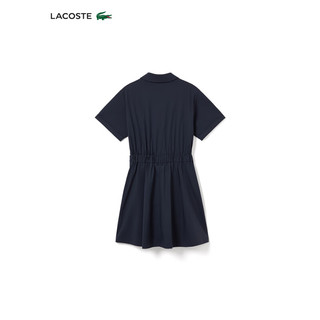 LACOSTE法国鳄鱼女装24年纯色简约休闲衬衫式收腰连衣裙EF3874 166/藏青色 34/155