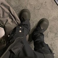 巴黎马丁靴八孔黑色2023新款男鞋复古机车靴子内增高厚底冬季靴女