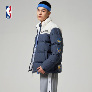 NBA 勇士队撞色羽绒服篮球运动时尚休闲保暖立领羽绒服 L