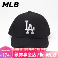 MLB 官方棒球帽 男女洋基队弯檐帽子 情侣遮阳鸭舌帽32CPIG111 黑银字LA/32CPIG11107M F-帽围可调节（50-65）