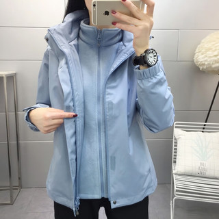 TECTOP 探拓 加绒加厚保暖冲锋衣可拆卸两件套三合一防寒服西藏登山服运动外套 女款雾兰 M