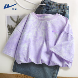 WARRIOR 回力 短袖T恤女夏季2024年新款纯棉圆领高级感紫色扎染休闲内搭上衣潮 紫-回力渐变 M