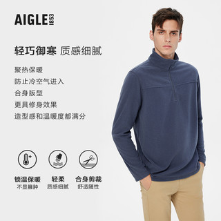 AIGLE 艾高 秋冬款男士户外保暖运动休闲舒适保暖半拉链抓绒衣上衣