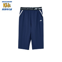 Skechers斯凯奇男童针织七分裤夏季儿童户外运动裤P224B024 中世纪蓝/007D 130