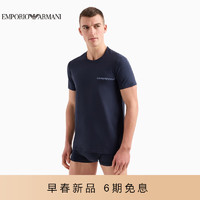 阿玛尼EMPORIO ARMANI24早春EAU男装经典徽标打底T恤(2件) L 10410白色藏青色