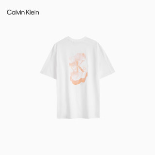 Calvin Klein Jeans24春夏女士休闲男友风印花圆领宽松短袖T恤J223339 YAF-月光白 XS