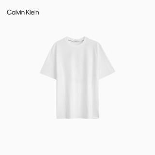 Calvin Klein Jeans24春夏女士休闲男友风印花圆领宽松短袖T恤J223339 YAF-月光白 XS