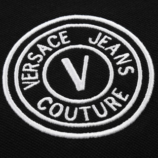 范思哲Versace Jeans Couture男装24春夏V-EMBLEM刺绣POLO衫 黑色 XL