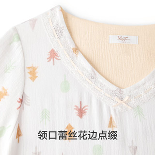 曼妮芬V领起居服飘袖裙装棉质睡衣女士舒适家居服睡裙20310872 990 混合色 160