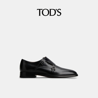 TOD'S2024春夏男士皮革扣带孟克鞋休闲皮鞋单鞋男鞋 黑色 40.5 脚长27.7cm