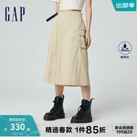 Gap女装2024春季防泼水不对称立体口袋半身裙872458 卡其色 155/58A(XS) 亚洲尺码
