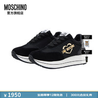 MOSCHINO Love Moschino24早春女士Logo印花亮片金葱运动鞋 黑色 35