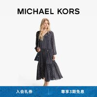 MICHAEL KORS迈克高仕【春季】女士 V 领波点长袖连衣裙 藏青色/白色 409 S