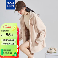 TONLION 唐狮 2023摇粒绒外套女立领开衫宽松上衣 杏米色 L