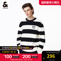 杰克琼斯 杰克·琼斯（JACK&JONES）年春季新款宽松圆领撞色条纹设计针织衫男装毛衣上衣 黑色E41 175/96A/M