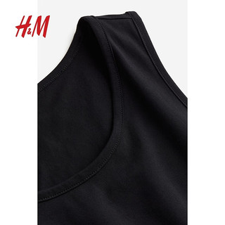                                                                                 H&M男装背心2件装夏季标准版型休闲弹力圆领棉质汗布背心0649098 黑色 175/108A