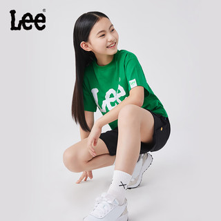 Lee儿童短袖T恤2024夏季休闲百搭童装立体印花男女童上衣打底衫 绿色 165cm
