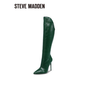 STEVE MADDEN/思美登蛇纹细跟时装长靴女 VA BOOM 绿色 39