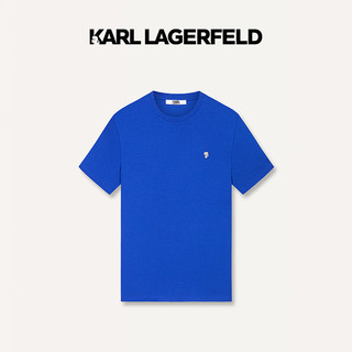 Karl Lagerfeld卡尔拉格斐轻奢老佛爷男装 24夏款KARL装饰修身圆领短袖T恤 宝蓝 52
