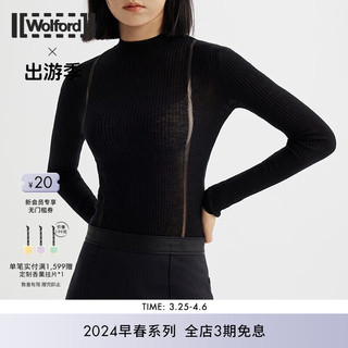 Wolford 沃尔福特时尚休闲空气羊毛针织套头衫53202 黑色 L