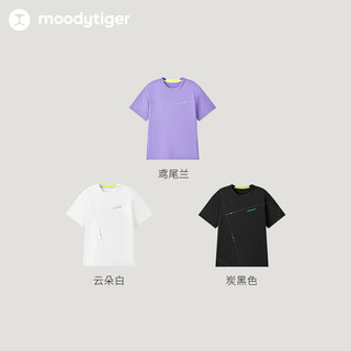 moodytiger 儿童速干短袖T恤夏季宽松弹力运动t 炭黑色 140cm