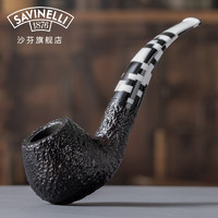 沙芬（SAVINELLI）【9mm滤芯烟斗专区】意大利石楠木烟斗老式实木男士高档烟具 【普尔奇面具 645大号弯斗】9mm