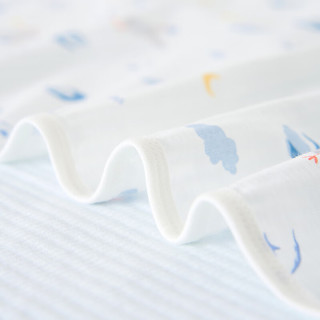 童泰婴儿包巾纯棉0-6月宝宝抱被新生儿包单裹巾初生儿包被2件装 蓝色 84*84cm