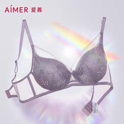 Aimer 爱慕 内衣女无钢圈蕾丝性感透气洞洞杯小胸聚拢文胸罩AM173051 紫色 75B