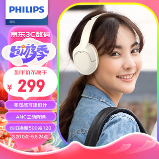 PHILIPS 飞利浦 头戴式耳机无线蓝牙耳机 TAH7508WT白色