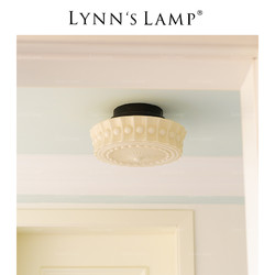 Lynn's立意 老上海复古玻璃吸顶灯 法式阳台过道中古卧室花纹灯具