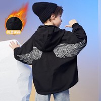 ABCKIDS 男童棉服冬装儿童后背翅膀图案休闲夹棉连帽登山外套