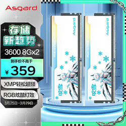 Asgard 阿斯加特 16GB(8GBx2)套装 DDR4 3600 台式机内存 RGB灯条 吹雪