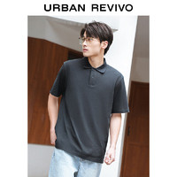 URBAN REVIVO UR2024夏季新款男装轻商务基础纯色通勤Polo领短袖T恤UMB440004 浅灰