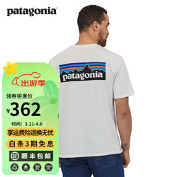 Patagonia 巴塔哥尼亚 通勤短袖夏季P-6 Logo混纺棉情侣休闲潮流户外透气T恤 38504 WHI白色 L