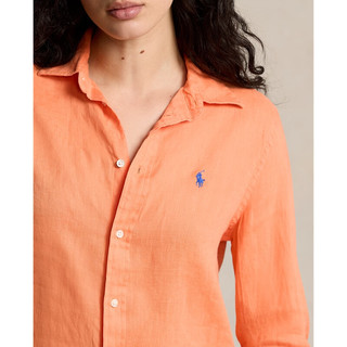 Polo Ralph Lauren 拉夫劳伦 女装 24年夏宽松版型亚麻衬衫RL25519 600-橙色 L