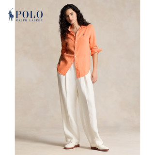 Polo Ralph Lauren 拉夫劳伦 女装 24年夏宽松版型亚麻衬衫RL25519 600-橙色 L