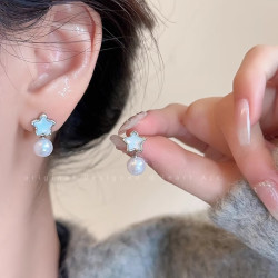 kose高丝韩系精致可爱小星星珍珠耳环轻奢时尚百搭耳钉小众设计感耳饰