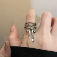 KOSE 高丝 芭蕾风蝴蝶结丝带开口戒指女小众设计可调节食指戒独特网红指环