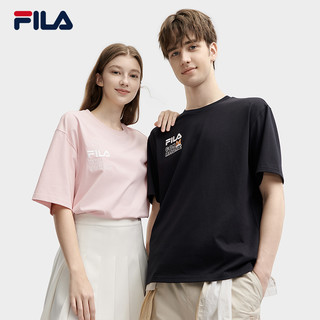 FILA 斐乐 张艺兴同款FILA斐乐情侣短袖T恤女2024夏新多巴胺刺绣猫狗上衣男