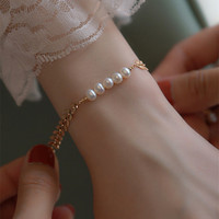 女士925银珍珠手链 月桂叶 15+5cm