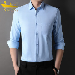 kindon金盾kindon长袖衬衫男春秋高级感商务正装休闲百搭白色衬衣男士
