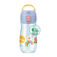 LOCK&LOCK 儿童吸管水杯幼儿带刻度学饮杯子宝宝吸管直饮两用430ML蓝色双盖