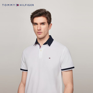 TOMMY HILFIGER【撞色门襟袖口】24春夏男纯棉珠地网眼短袖POLO衫78J2771 白色YBR XL （：165-180斤）