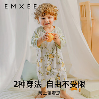 嫚熙（EMXEE）婴儿分腿睡袋儿童宝宝春夏季 一体式睡衣 小熊 73码【身高66-73cm】